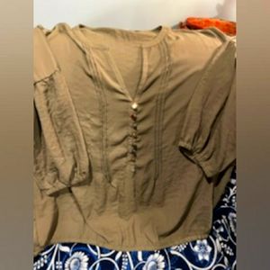 New York & Co. Olive Green Blouse